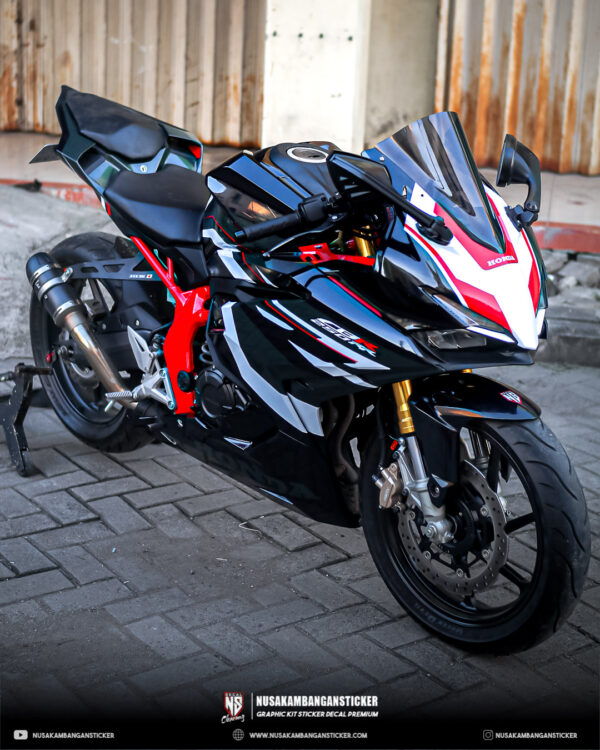 DECAL STICKER CBR 250RR HITAM KOMBINASI GRAFIS MERAH PUTIH FULLBODY