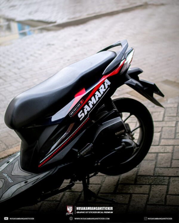 DECAL STICKER HONDA BEAT HITAM KOMBINASI GRAFIS MERAH FULLBODY