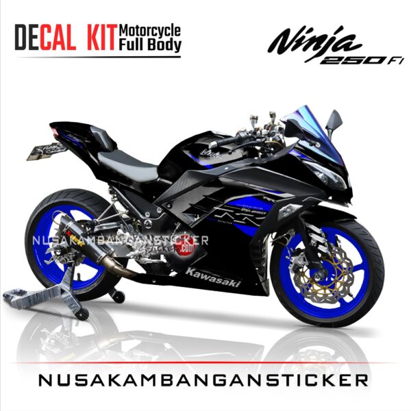 DECAL STICKER NINJA 250 FI HITAM BIRU FULLBODY