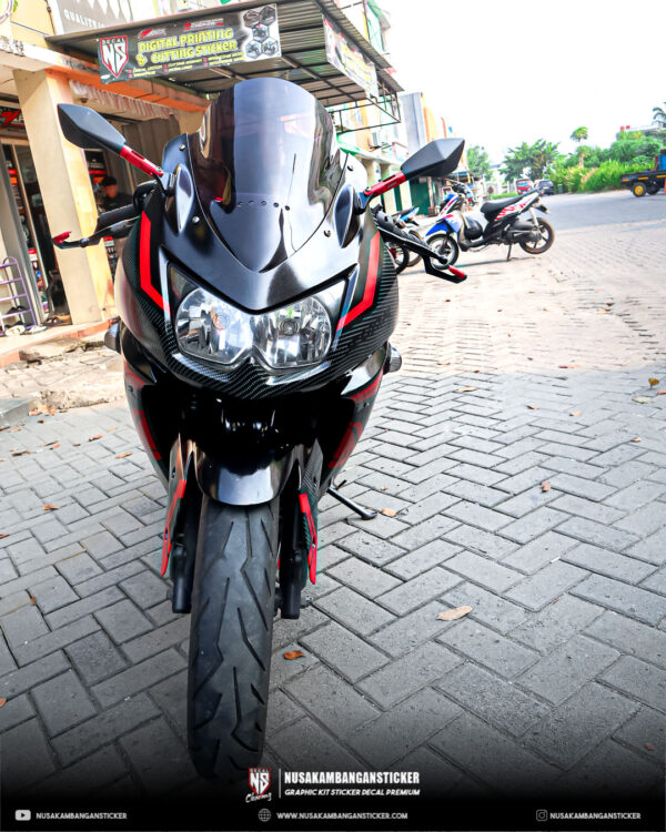 DECAL STICKER NINJA 250 KARBU MERAH KOMBINASI MOTIF CARBON FULLBODY