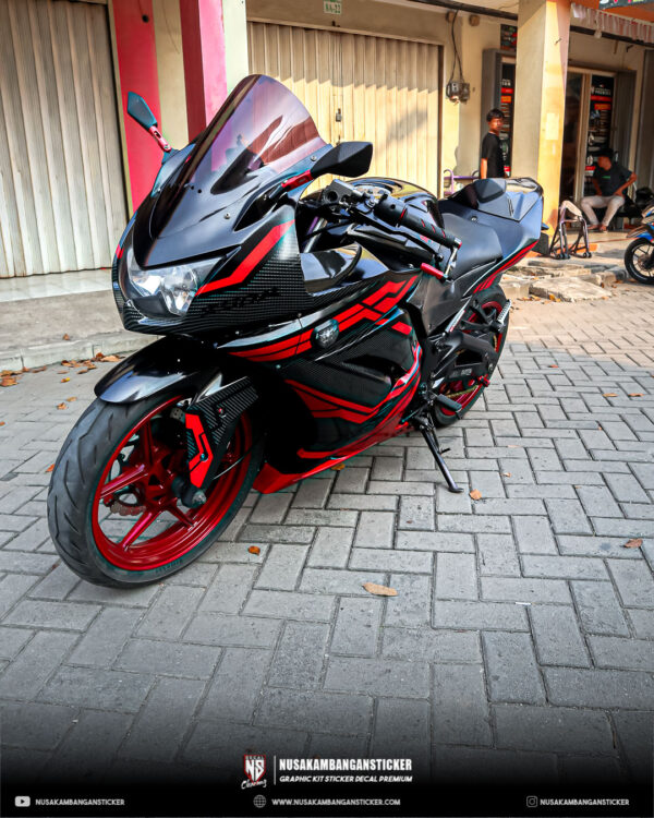 DECAL STICKER NINJA 250 KARBU MERAH KOMBINASI MOTIF CARBON FULLBODY