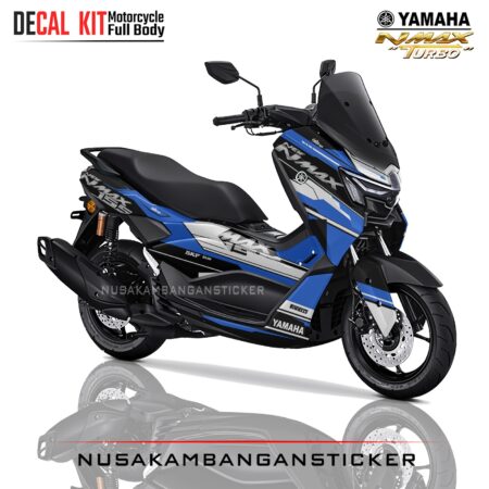 DECAL KIT STICKER NEW NMAX TURBO HITAM GRAFIS RACING BIRU PUTIH FULLBODY