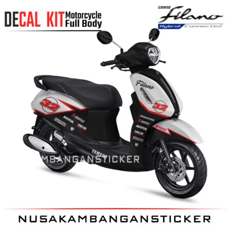 DECAL STICKER GRAND FILANO 32 HITAM KOMBINASI PUTIH FULLBODY